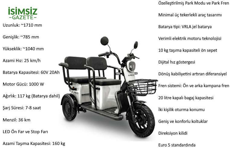 Apec APM5 Elektrikli Moped Özellikleri ve Yorumları